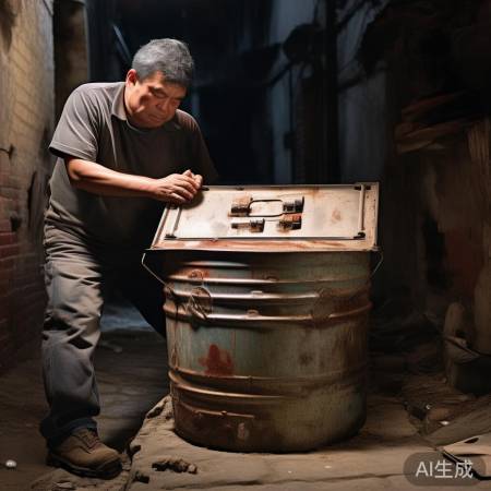 轻按卡扣，掀开污水桶盖