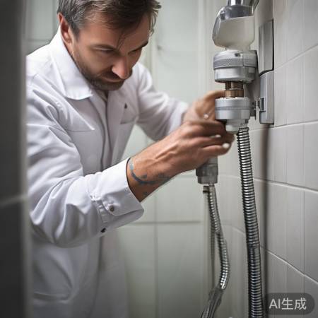 安装新淋浴管,接口对接到位