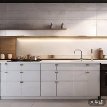 简约厨房，装饰板遮管道便捷装