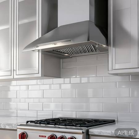 油烟机开孔灶台上方，油烟吸入更