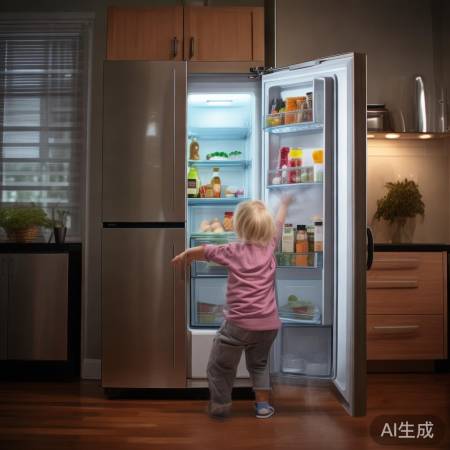 冰箱门勿久开，节能又环保。