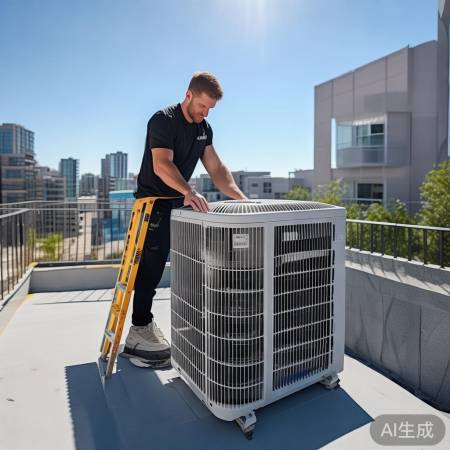 “中央空调外机，通风散热位置关