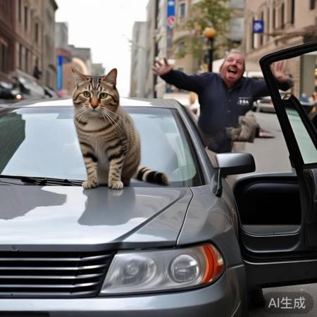 车主开门撞猫,猫笑车主惊
