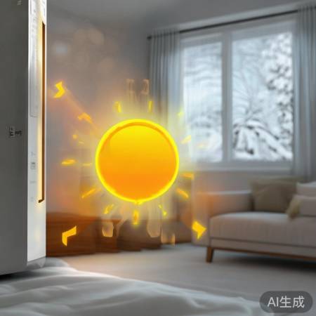制热模式：太阳加箭头，冬暖如春