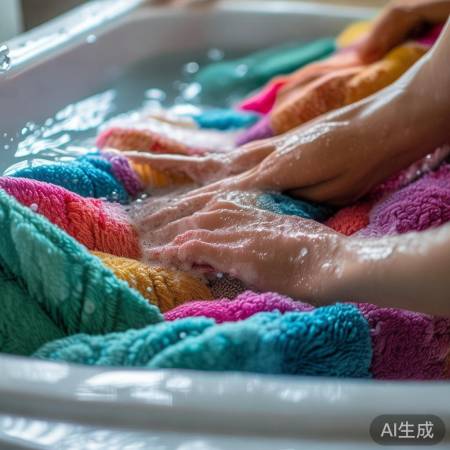 轻柔揉洗毛毯