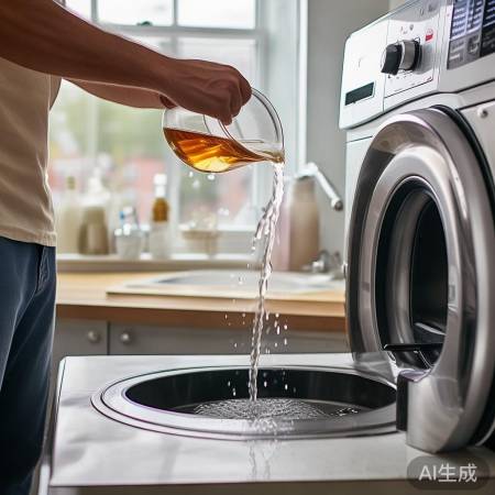 “白醋加洗衣机，按比例操作”