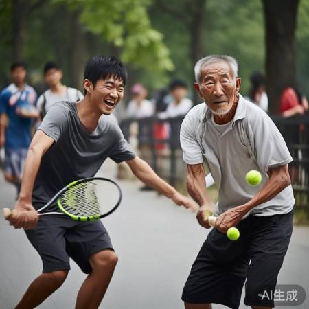 小哥挑战高手乒乓球
