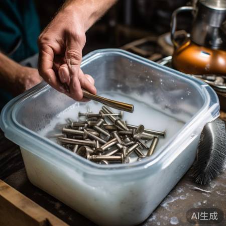 浸泡温洗涤剂洗螺丝,顽固油污热
