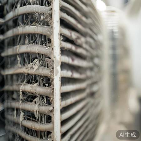 冷凝器积灰清理中