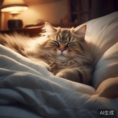 猫咪趴错床,显亲密信任