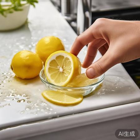 柠檬切片擦冰箱胶条,清洁如新。