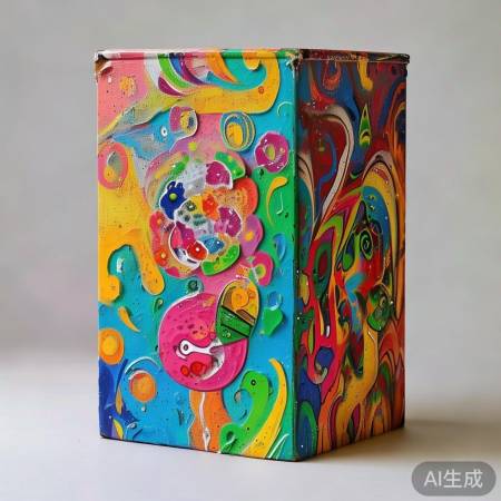 喷漆后,装饰个性喷漆箱。