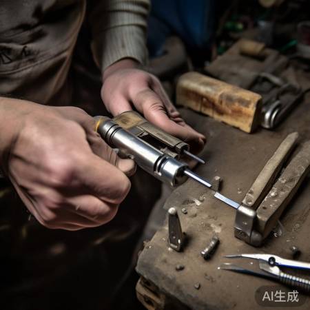 拆卸旧锁芯，谨慎操作。
