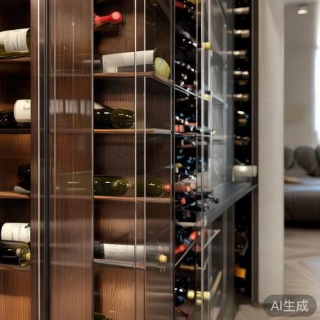 红酒柜挡板:木韵、金属尊、玻璃