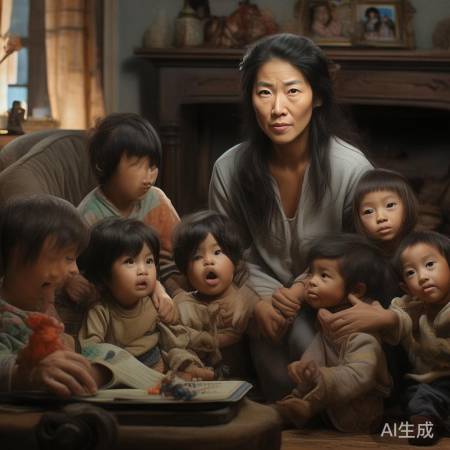 坚强母亲抚养孩子