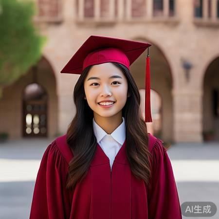 谷爱凌斯坦福毕业照,学霸自信笑