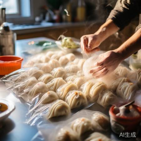 “冷冻前,分装饺子防粘连”