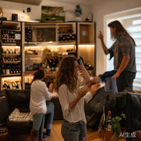 红酒柜前，自然美瞬间