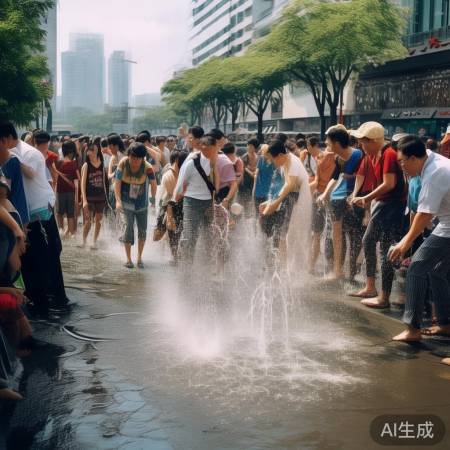 杭州街头疯狂倒水