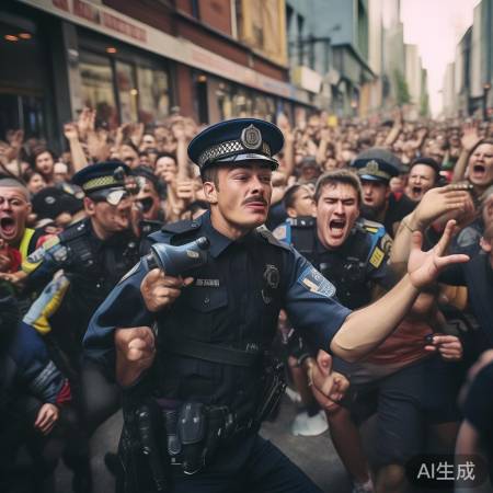 警察街头喊话维持秩序